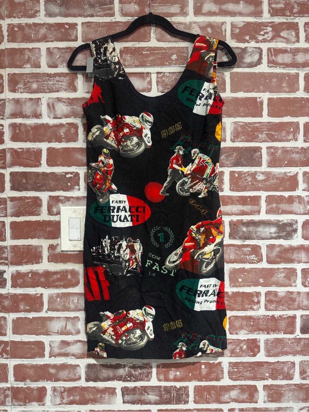 Vintage Jams World Ducati Motorcycle Racing Graphic Mini Dress Size 5 Y2K